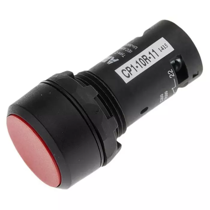 ABB Compact Series Push Button, Momentary, Panel Mount, 22mm Cutout, SPDT, 300V, IP69K, 1SFA619100R1071CP1-10R-11