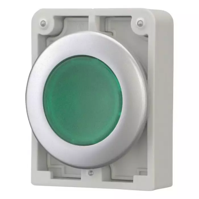 EATON series M30 Series Illuminated Illuminated Push Button Switch, Maintained, Threaded, 22.5 mm Cutout, Green LED,, 182952 M30C-FDRL-G