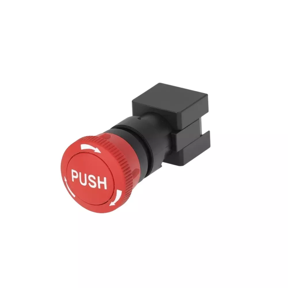 TE CONNECTIVITY Push Turn Emergency Stop Switch SPDT Panel Mount 220 mA, 1.5 A, 3 A +/- 125 V AC, +/- 250 V AC Solder Lug Termination, PBES16N60R