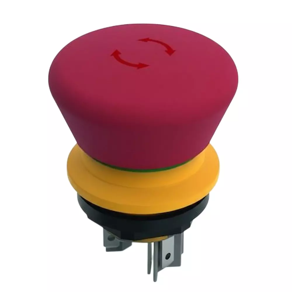 RAFI Emergency Stop Switch 3PST Panel Mount 5 Amp 35 V AC Quick Connect Termination, 1.15.213.003/0000
