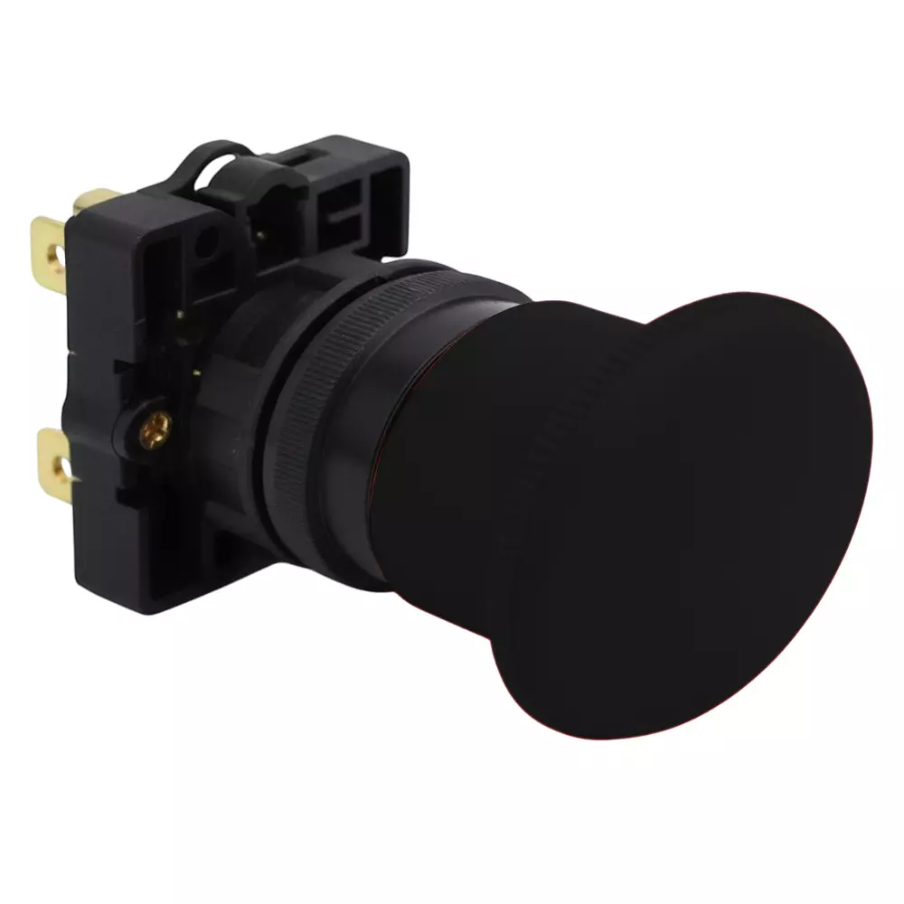 Kaycee Push Button Actuator Mushroom Head Plastic Black, KC2MH5P
