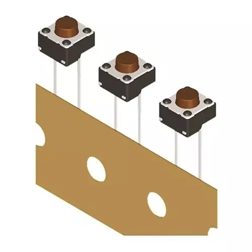 Diptronics Tactile Switch Non-Illuminated Solder Pin Termination 50 mA Round Actuator 12 V DC, DTST-61R-V
