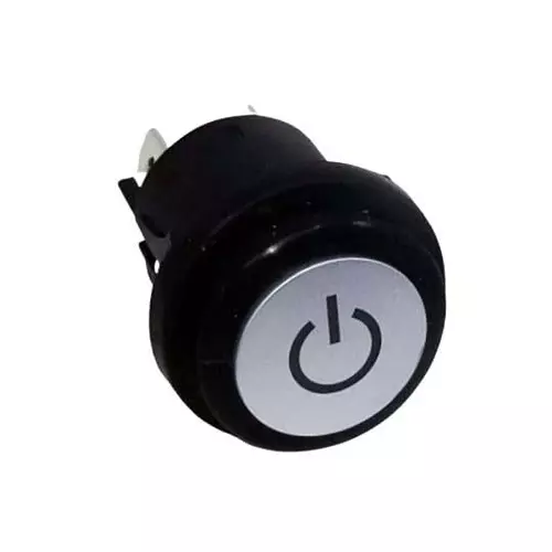 E-SWITCH Push Button Switch Illuminated Quick Connect Termination 16 Amp Round Actuator, PB66EE2CR6P41