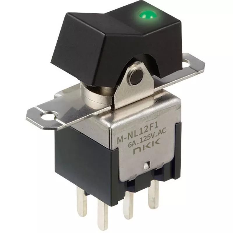 NKK SWITCHES Rocker Switch 1 Pole Rocker Type Mechanism, M-NL13F1WLY