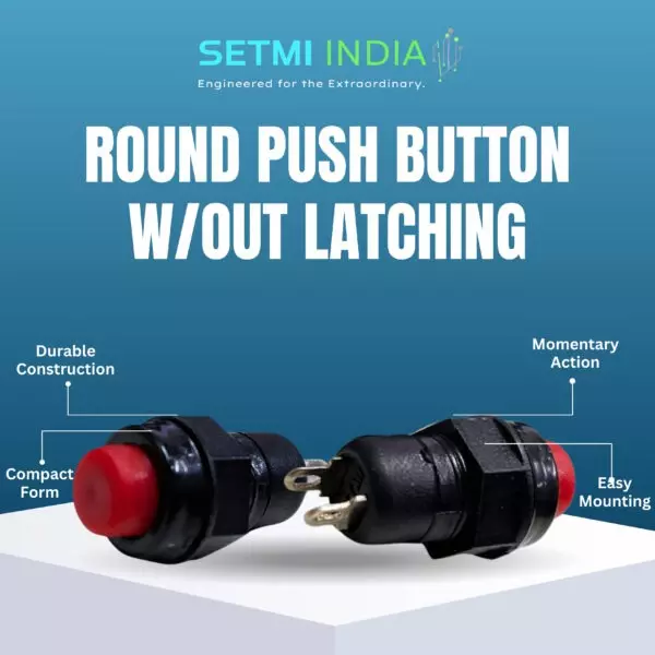 setmi-india-push-button-without-latching-round-shape-in-black-red-color-for-control-panels-industrial-machinery