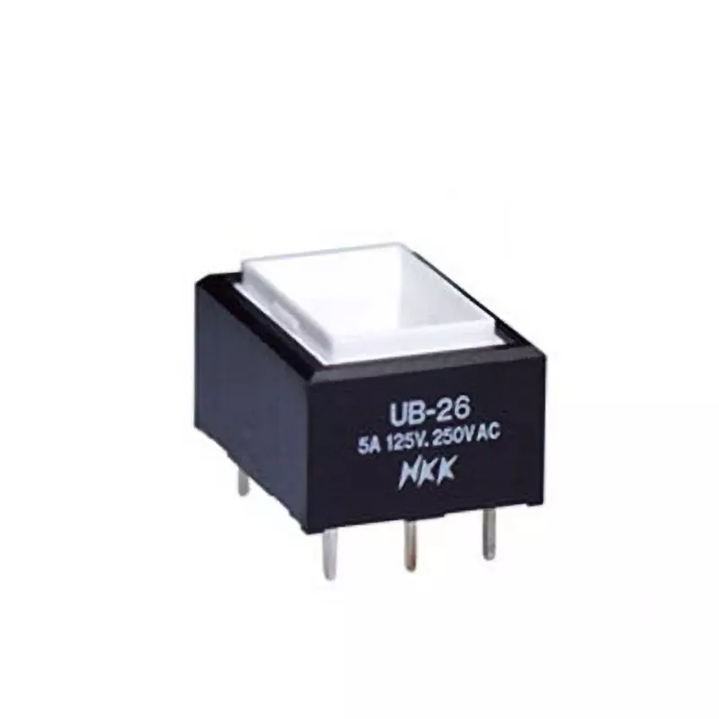 NKK SWITCHES UB Rectangular Push Button Switch Printed Circuit Board Straight 2-Pole Double Throw, UB-26RNKP1N