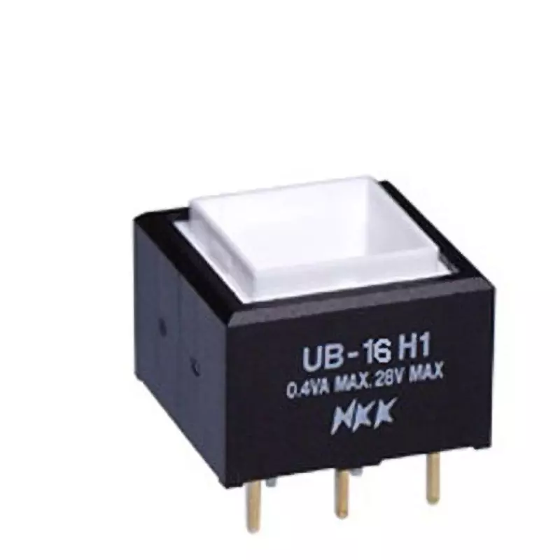 NKK SWITCHES UB Square Illuminated Push Button Switch Printed Circuit Board Straight Single Pole Double Throw, UB-16H1SKP4M
