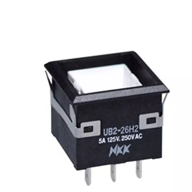 NKK SWITCHES UB2 Ultra-High Brightness Illuminated Push Button Solder Terminal 2-Pole Double Throw, UB2-26H2KKS1W