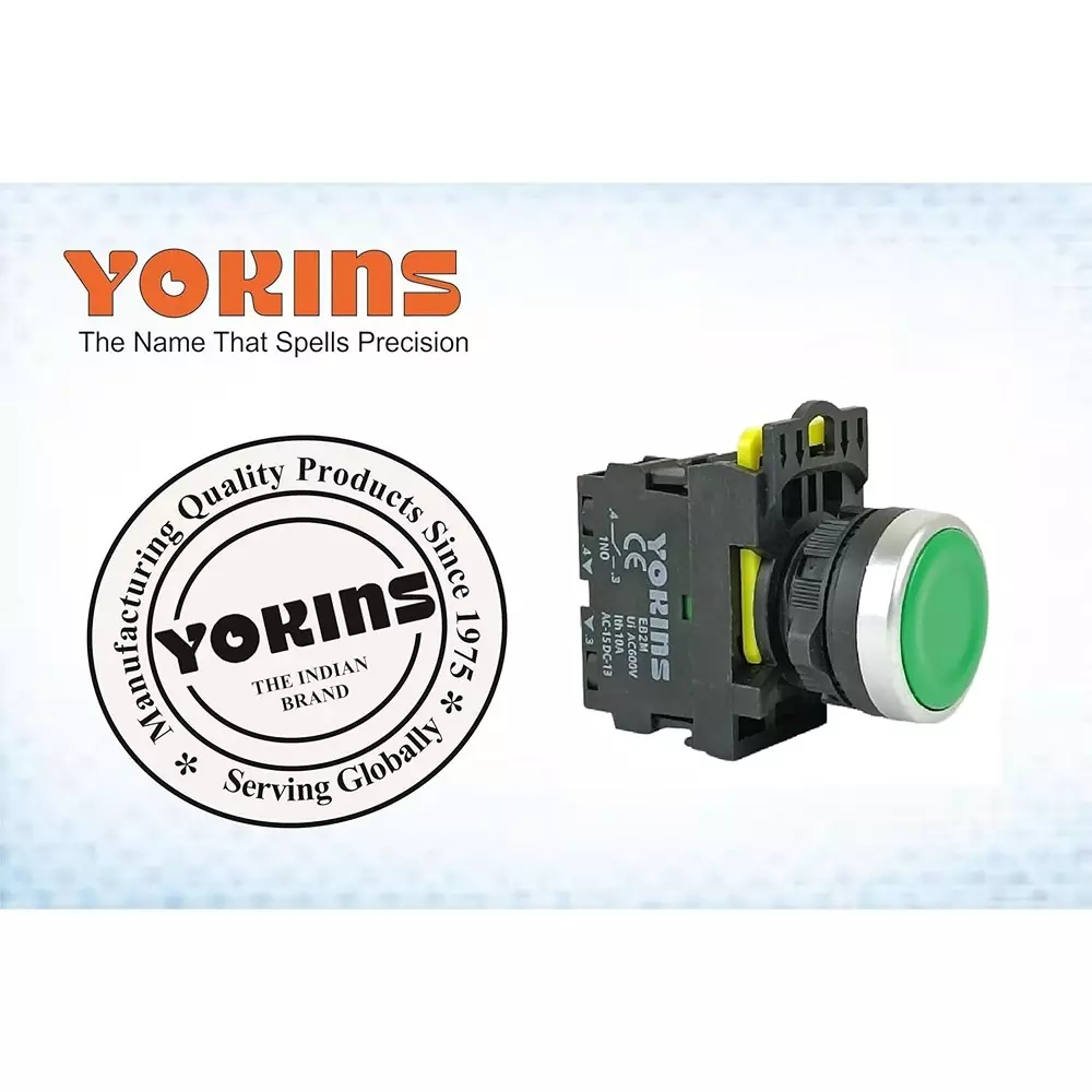 yokins-push-button-eb2m-a-10-g-22mm-green-color-with-spring-return-with-1no-copper-silver-contacts