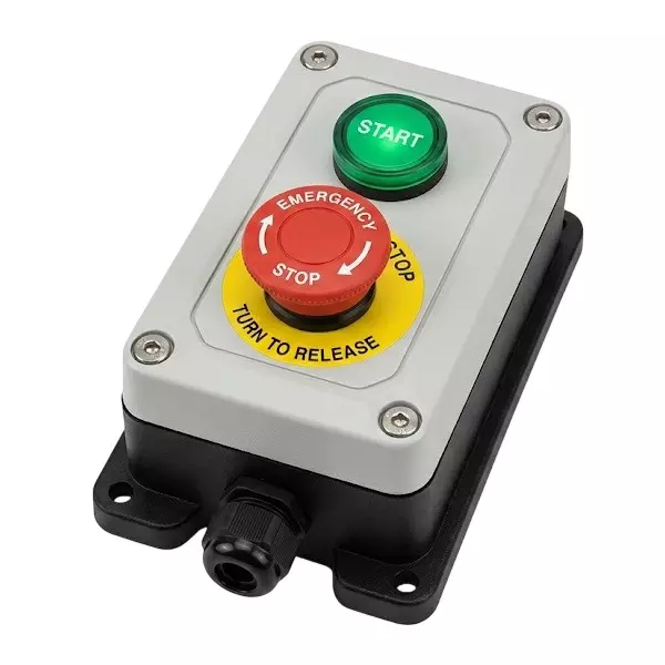 Cape Electric Push Button Station Start / Emergency Stop Turn To Release Type Weatherproof Thermoplastic Body IP65 Rating for Operating Industrial Machinery, CPB003PC