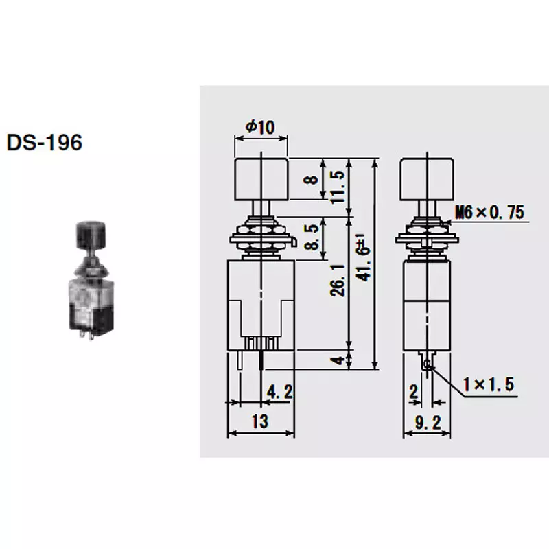 MIYAMA ELECTRIC Push Button Switch Single pole double throw AC.125 V-3 Amp, DS196-K