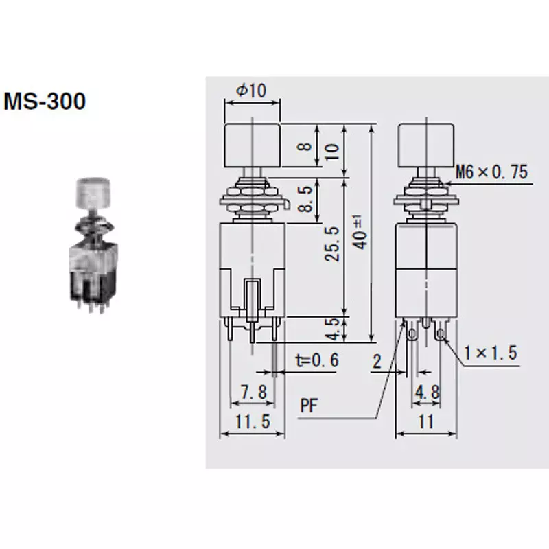 MIYAMA ELECTRIC Push Button Switch Double pole double throw AC.125 V-3 Amp, MS300-R