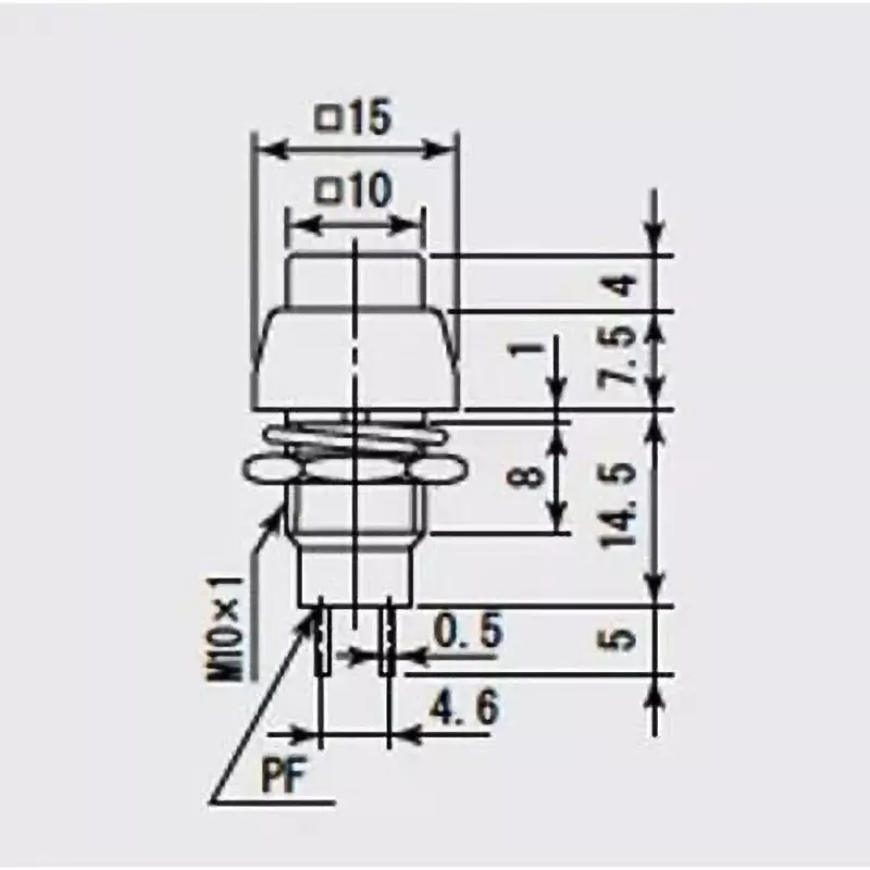 MIYAMA ELECTRIC Push Button Switch Single pole single throw AC 125 V-3A, AC 250 V-1 Amp, DS453-R