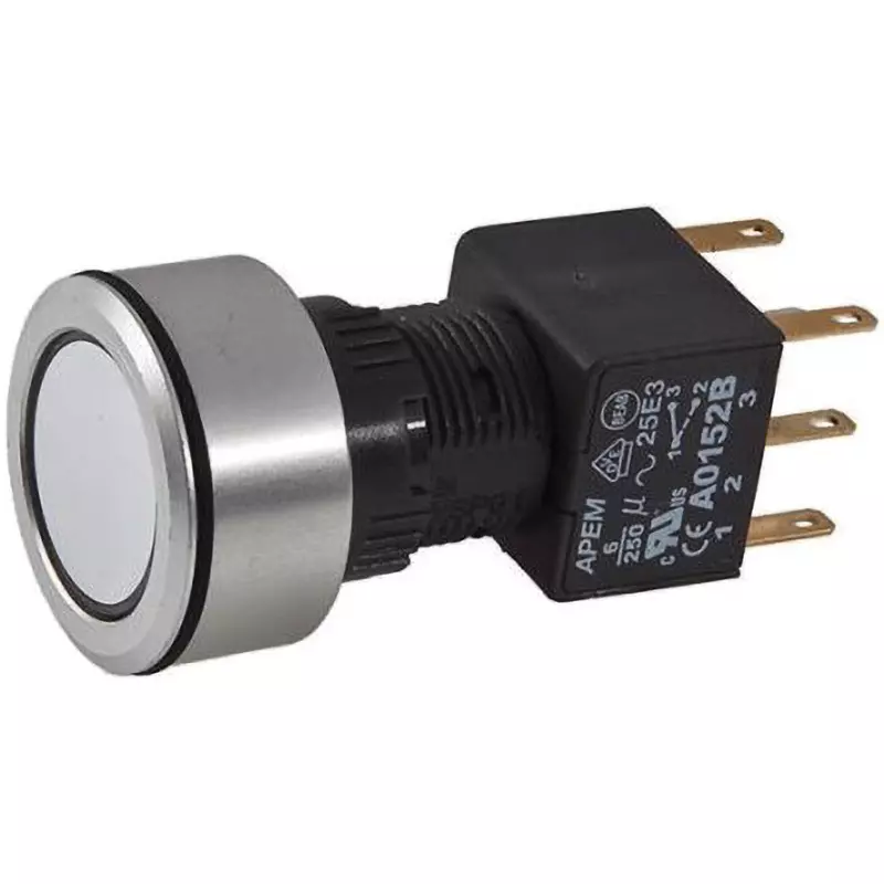 APEM Push Button Switch Momentary Panel mount 16 mm Cutout Diameter, A1PCA1Y220K203