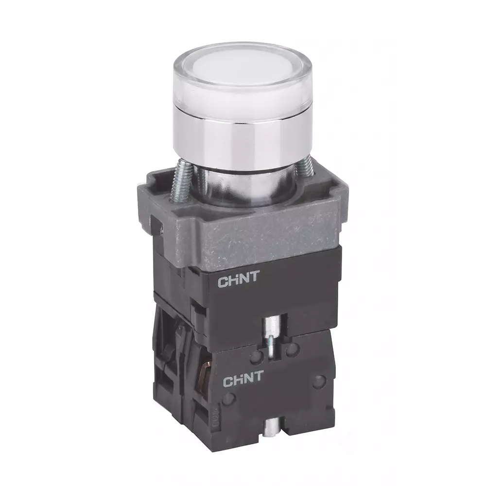 Chint NP2 Momentary Flush Pushbutton 2NO Contact Illuminated Type IP40 White Color, 575222