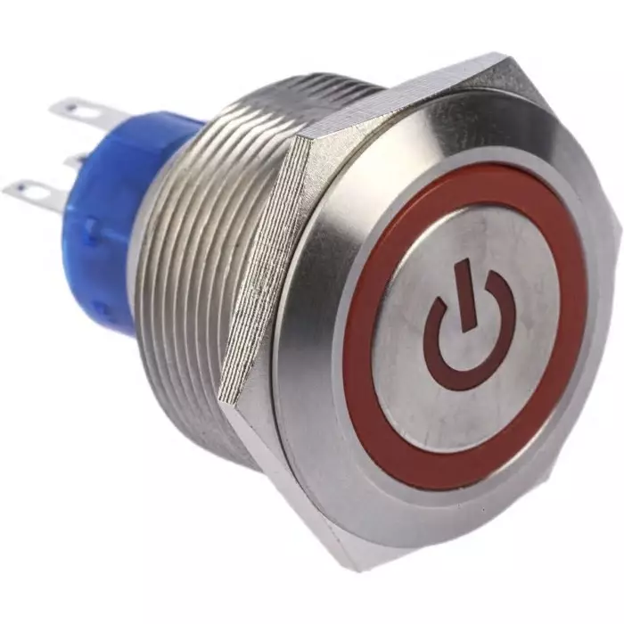 RS PRO Illuminated Push Button Switch Panel Mount 25.2 mm SPDT Red LED 250 V AC, 1759055