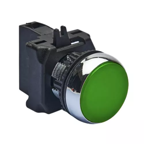 Salzer Gen Next Meta Green Illumnated Push Button Flush Head 48 V AC/DC, EM28FD0G048C