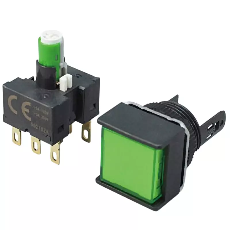 Omron Alternate Type Pushbutton Switch LED Illumination 2C Contact Φ16 mm Mounting Hole Diameter, A16L-AGA-24D-2