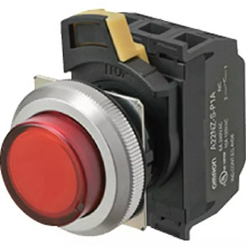 Omron Momentary Type Pushbutton Switch 1A Φ30 mm White, A30NL-MPM-TWA-G100-YD