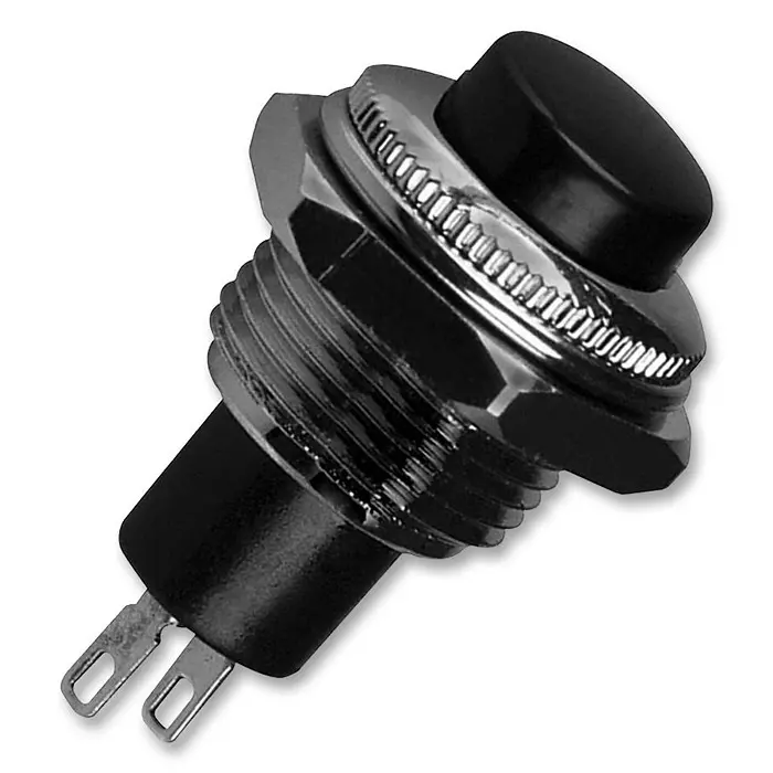 E-SWITCH SWITCH, PUSHBUTTON, SPST, 3A, 125VAC, BLACK, RP3502MABLK