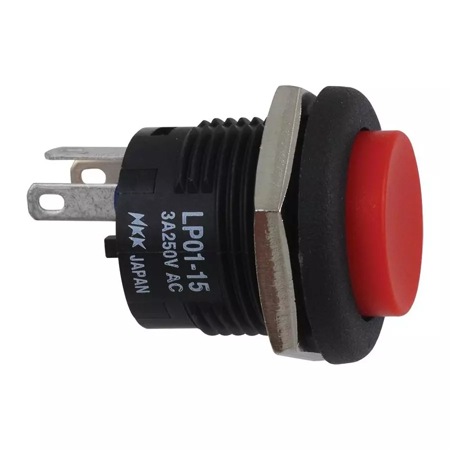NKK SWITCHES SWITCH, PUSHBUTTON, NON-ILLUMINATED, SPDT, 3A, RED, LP0115CCKW01C
