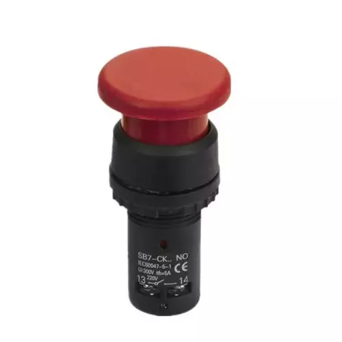 Sibass Electric Mushroom Push Button Barrel Type 11 Series with 1NO+1NC Element and CE Mark, Red, SE-11M (Pack of 500)