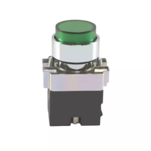 C&S Electric Push Button Actuator Illuminated Projecting Without Contact Elements Metallic Range 220 V DC Green, RCB2-BW137