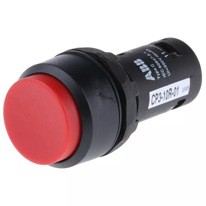 ABB Compact Series Push Button, Panel Mount, 22mm Cutout, SPST, IP69K, 1SFA619102R1041CP3-10R-01