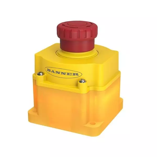 BANNER ENGINEERING Latching Turn Release Emergency Stop Pushbutton Switch DPST Panel Mount, SSA-EB1PLYR-0DECQ8
