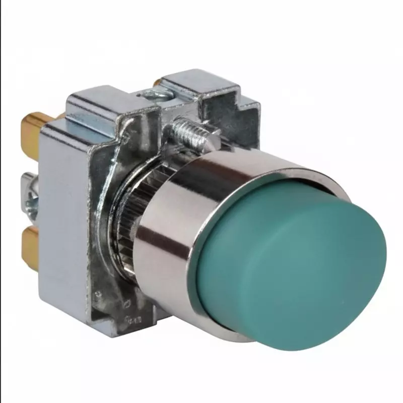 Kaycee Push Button Shround Actuator Projecting Head Metal Green, KC2SAP2M