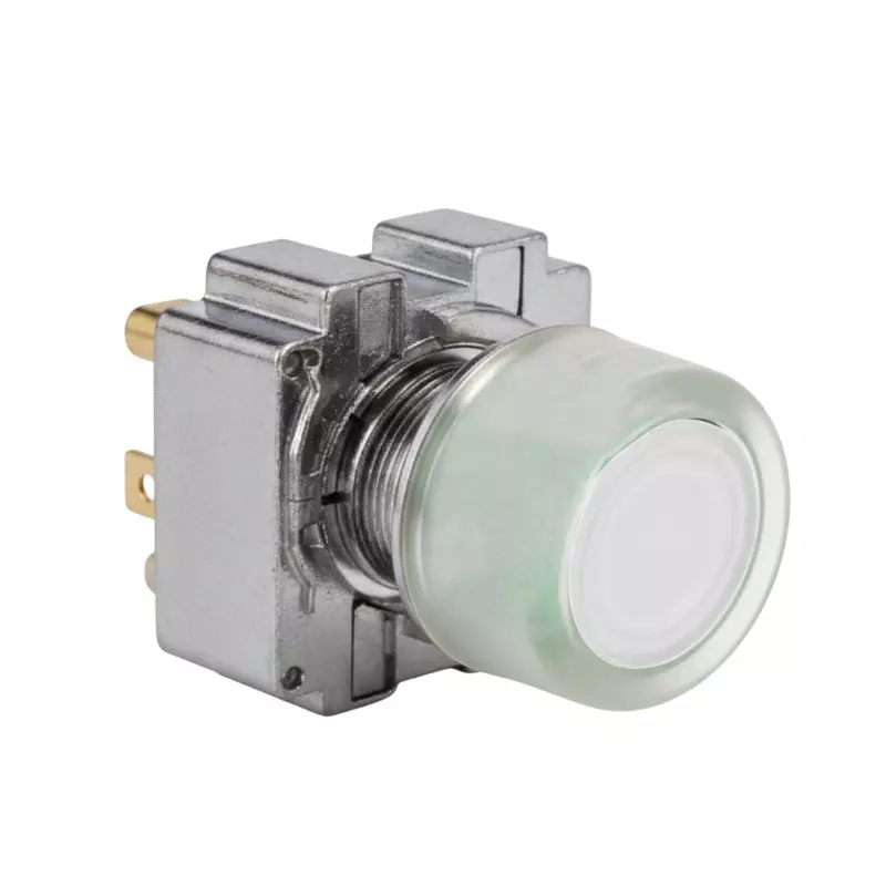 Kaycee Push Button Shround Actuator Booted Head Metal White, KC2SAB6M