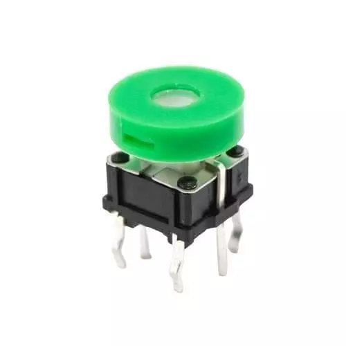 E-SWITCH Tactile Switch Illuminated PC Pin Termination 50 mA Round Actuator 12 V DC, TL1265GQRGRN