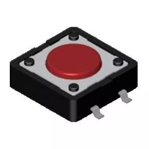Diptronics Tactile Switch Non-Illuminated Gull Wing Lead Termination 50 mA Round Actuator 12 V DC, DTSM-25R-V-T/R