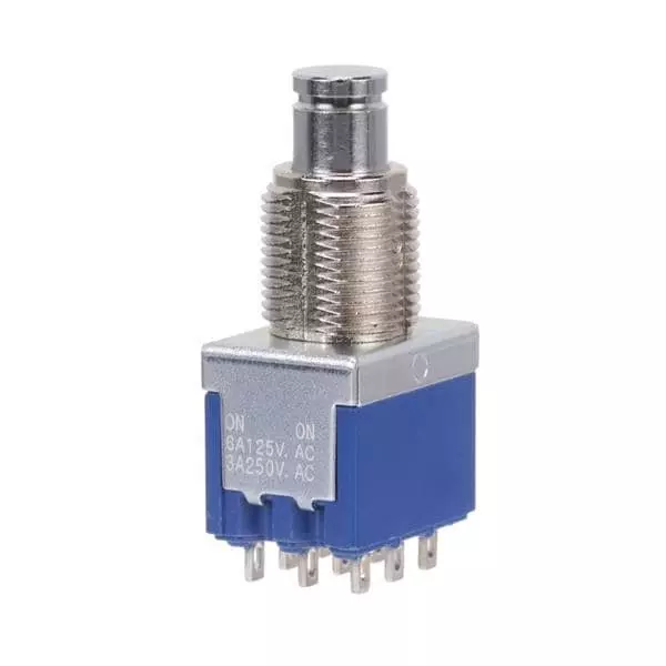 NIDEC COMPONENTS Sealed Standard Switch Solder Lug Termination 3 & 4 & 6 Amp Plunger, Round Actuator 30 V DC, 8Y3011-Z