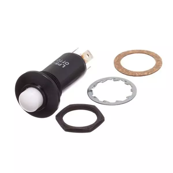 Otto Alternate Action Standard Switch Illuminated Quick Connect Termination 5 Amp Round Actuator 28 V DC, LP5-31K32W