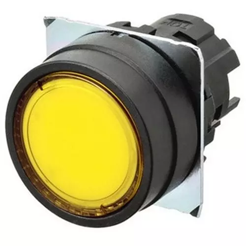 Omron Pushbutton Switch Alternate Round (Flat) Yellow, A22NZ-BNA-TYA
