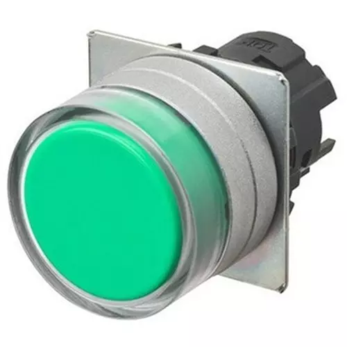 Omron Pushbutton Switch Momentary Round (Full Guard Type) Green, A22NZ-MGM-NGA