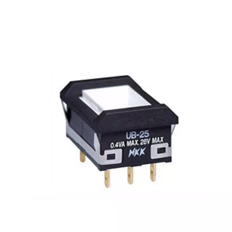NKK SWITCHES UB Rectangular Push Button Switch Solder Terminal 2-Pole Double Throw, UB-25NBKG4N