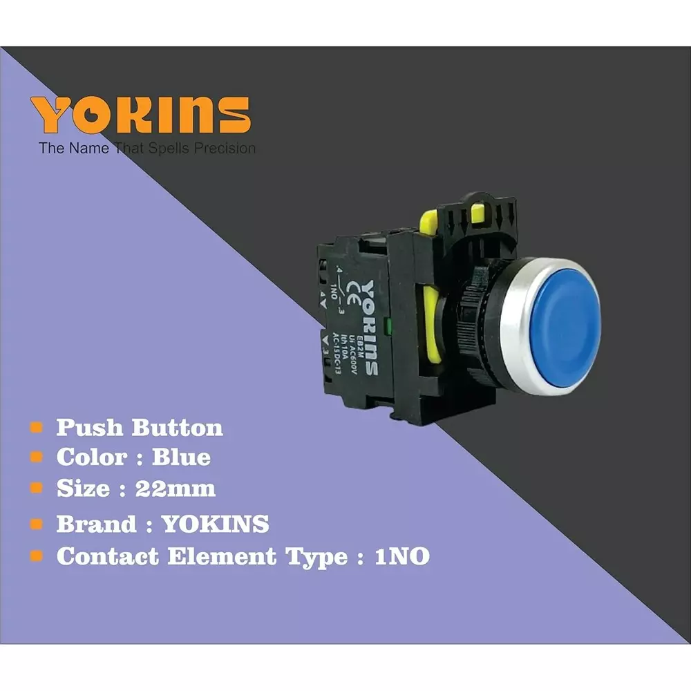 yokins-push-button-eb2m-a-01-b-22mm-blue-color-with-spring-return-with-1no-copper-silver-contacts-set-of-10nos