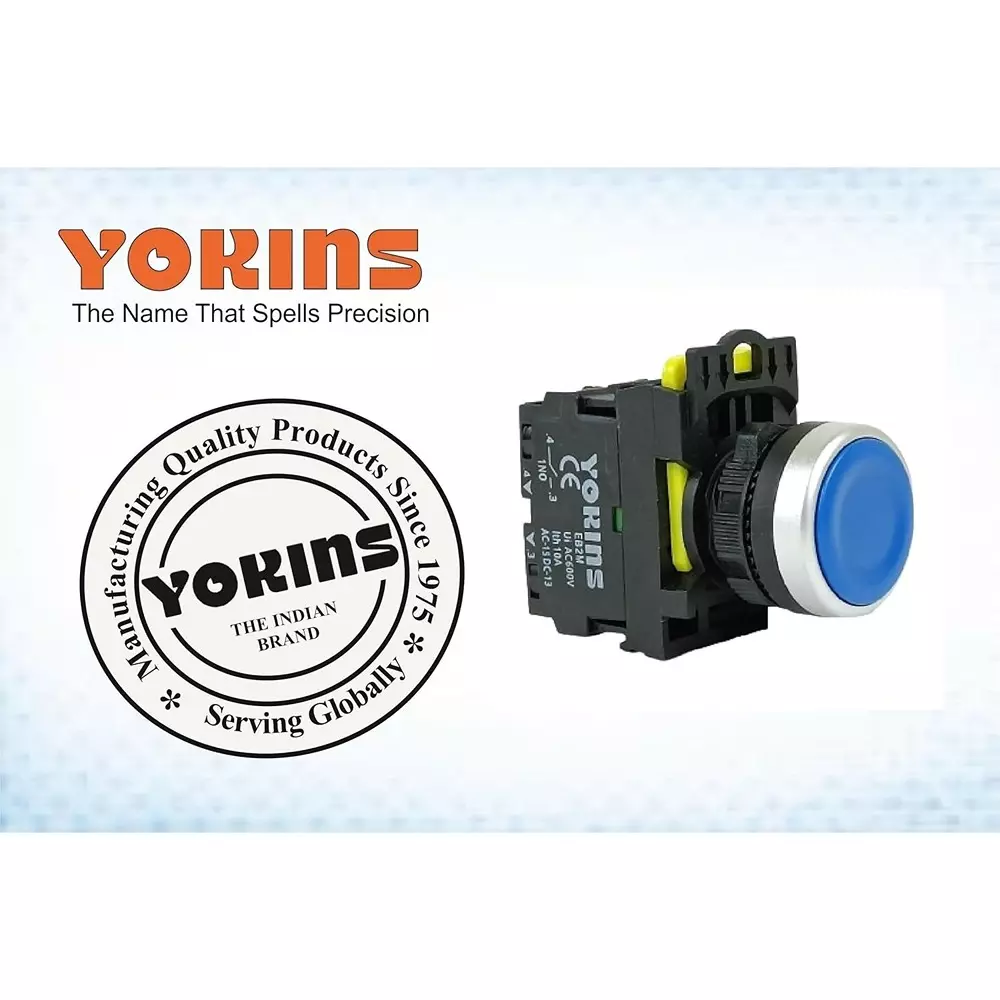 yokins-push-button-eb2m-a-01-b-22mm-blue-color-with-spring-return-with-1no-copper-silver-contacts-set-of-10nos