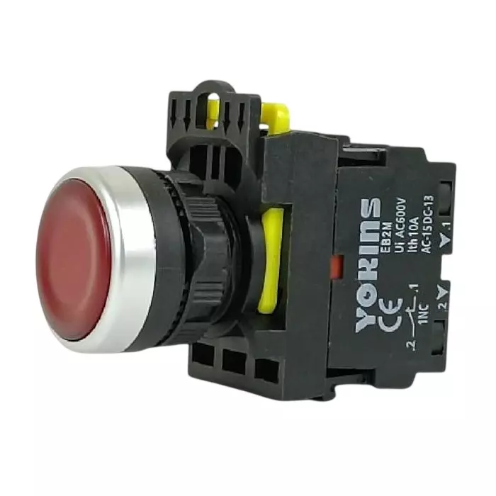 Yokins Spring Return Illuminated Push Button Switch 220 V 1NC Contact 22 mm Mounting Hole Diameter Red, EB2M-A-01D-R