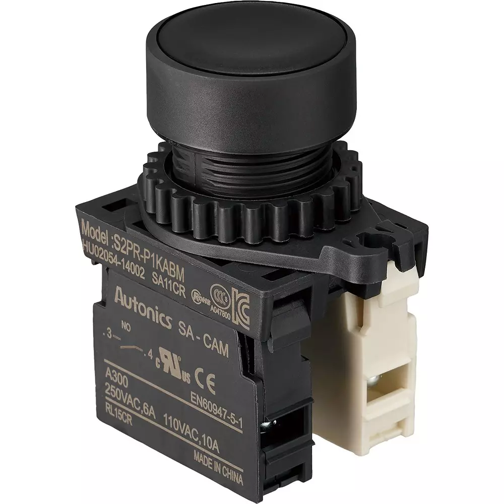 TRUSCO Push Button Switch 1A-1B Contact Configuration, 25P-1A1BM-BK