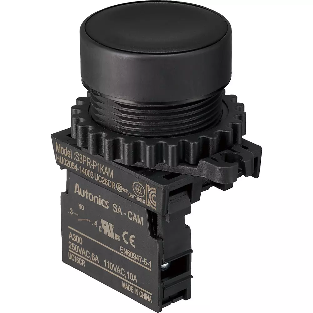 TRUSCO Push Button Switch 1A Contact Configuration, 30P-1AM-BK