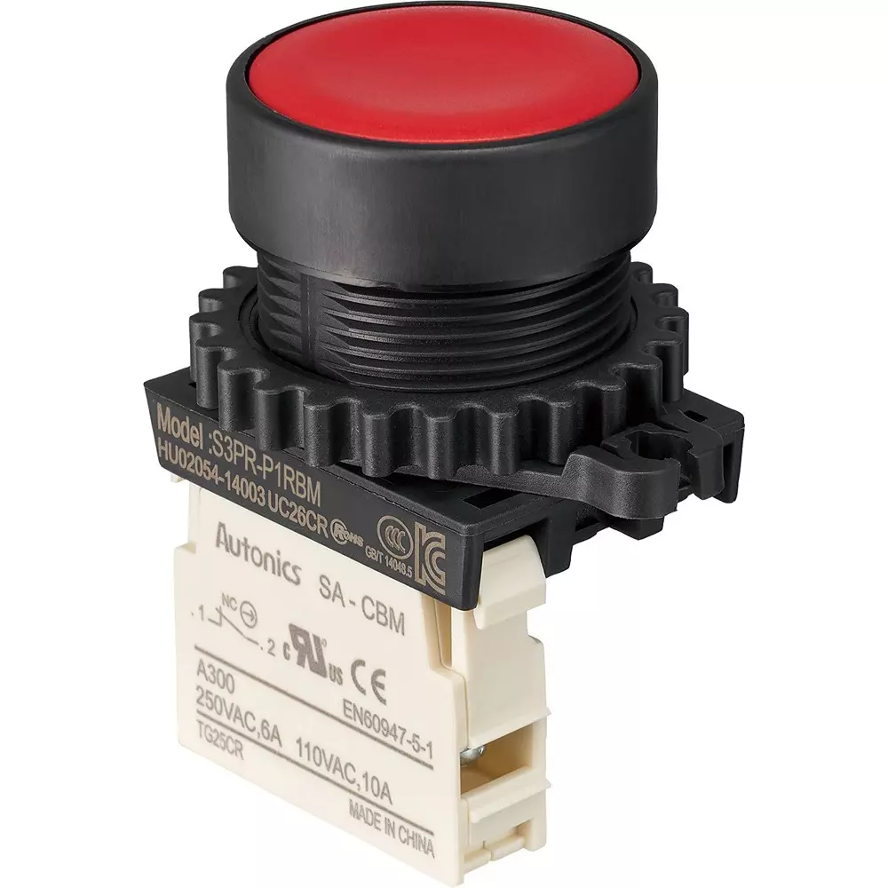 TRUSCO Push Button Switch 1B Contact Configuration, 30P-1BM-R