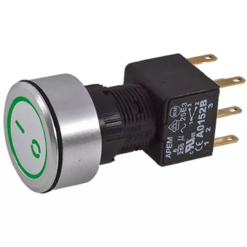 APEM Push Button Switch latch Panel mount 16 mm Cutout Diameter, A1PCA1X250K203
