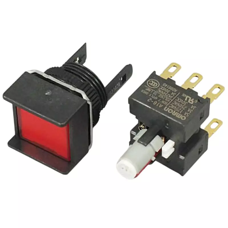 Omron Alternate Type Pushbutton Switch LED Illumination 2C Contact Φ16 mm Mounting Hole Diameter, A16L-ARA-5D-2