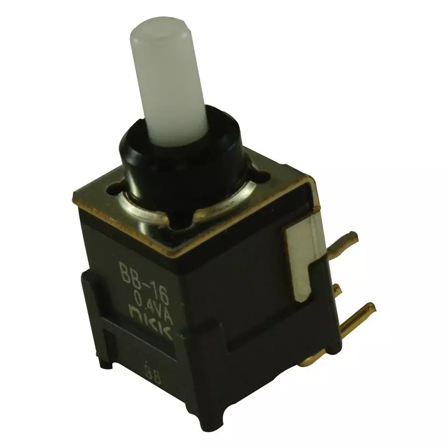 NKK SWITCHES SWITCH, PUSHBUTTON, NON-ILLUMINATED, SPDT, 0.1A, 28VAC, BB16AH