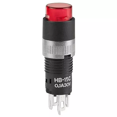 NKK SWITCHES SWITCH, PUSHBUTTON, ILLUMINATED, SPDT, 0.1A, RED, HB15CKW01-5C-CB