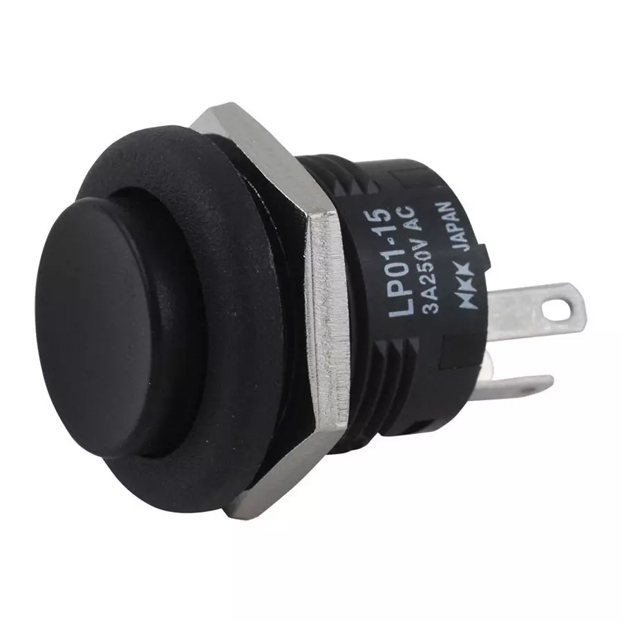 NKK SWITCHES SWITCH, PUSHBUTTON, NON-ILLUMINATED, SPDT, 3A, BLACK, LP0115CCKW01A