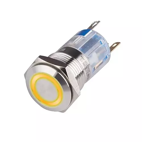 Sibass Electric Metal Push Button Flat Momentary Maintained 16 mm Diameter 24/220 V Yellow, SE-TYJ16-262 (Pack of 200)